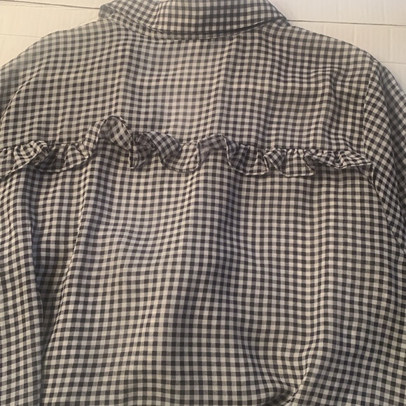 Torrid Blouse Black and White sheer gingham Ruffled Shirt - Picture 9 of 9